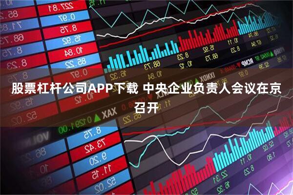 股票杠杆公司APP下载 中央企业负责人会议在京召开