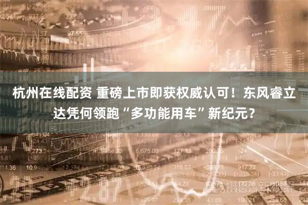 杭州在线配资 重磅上市即获权威认可！东风睿立达凭何领跑“多功能用车”新纪元？